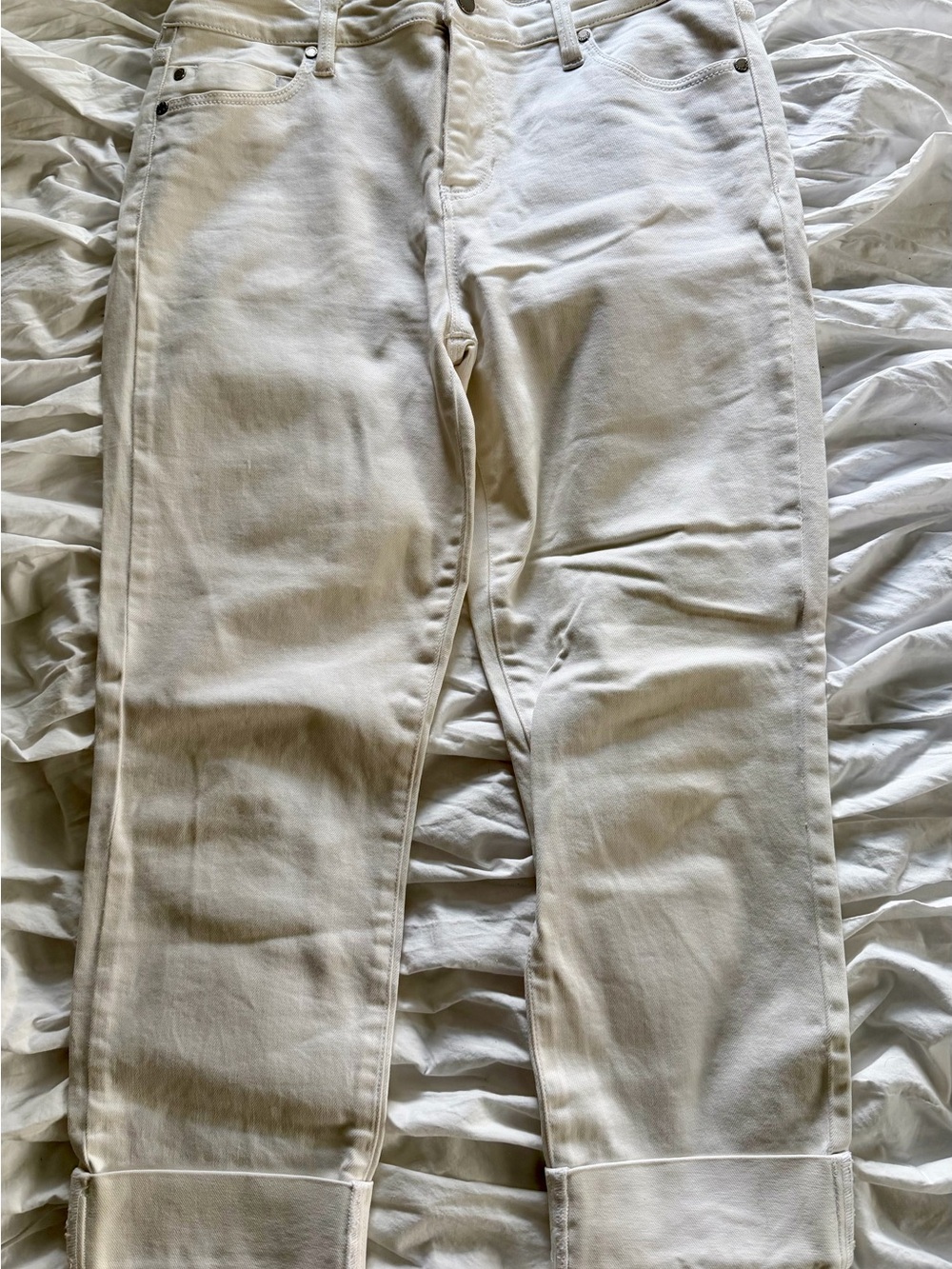 Liverpool Los Angeles Straight Leg Cropped White Jeans